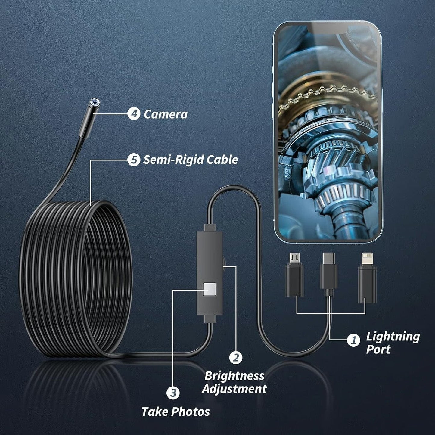 16.4ft HD Endoscope Inspection Camera for iPhone & Android