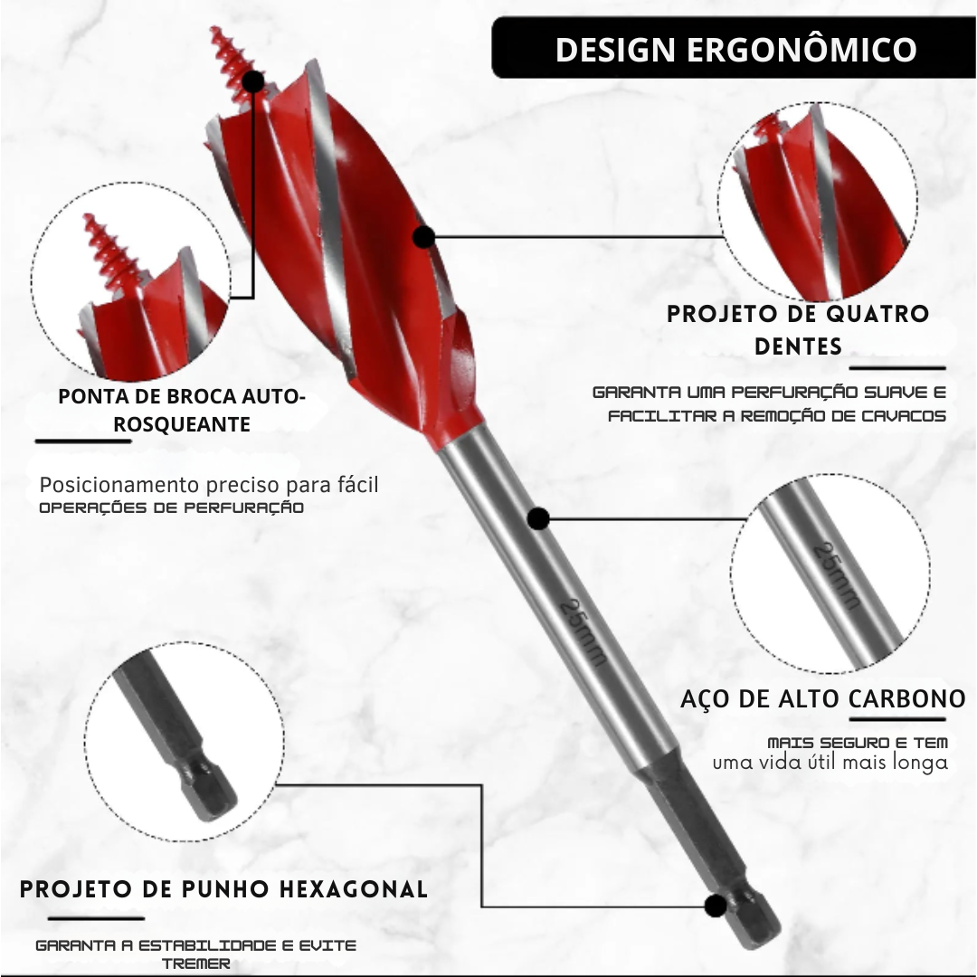 8-Piece Auger Wood Drill Bit Set