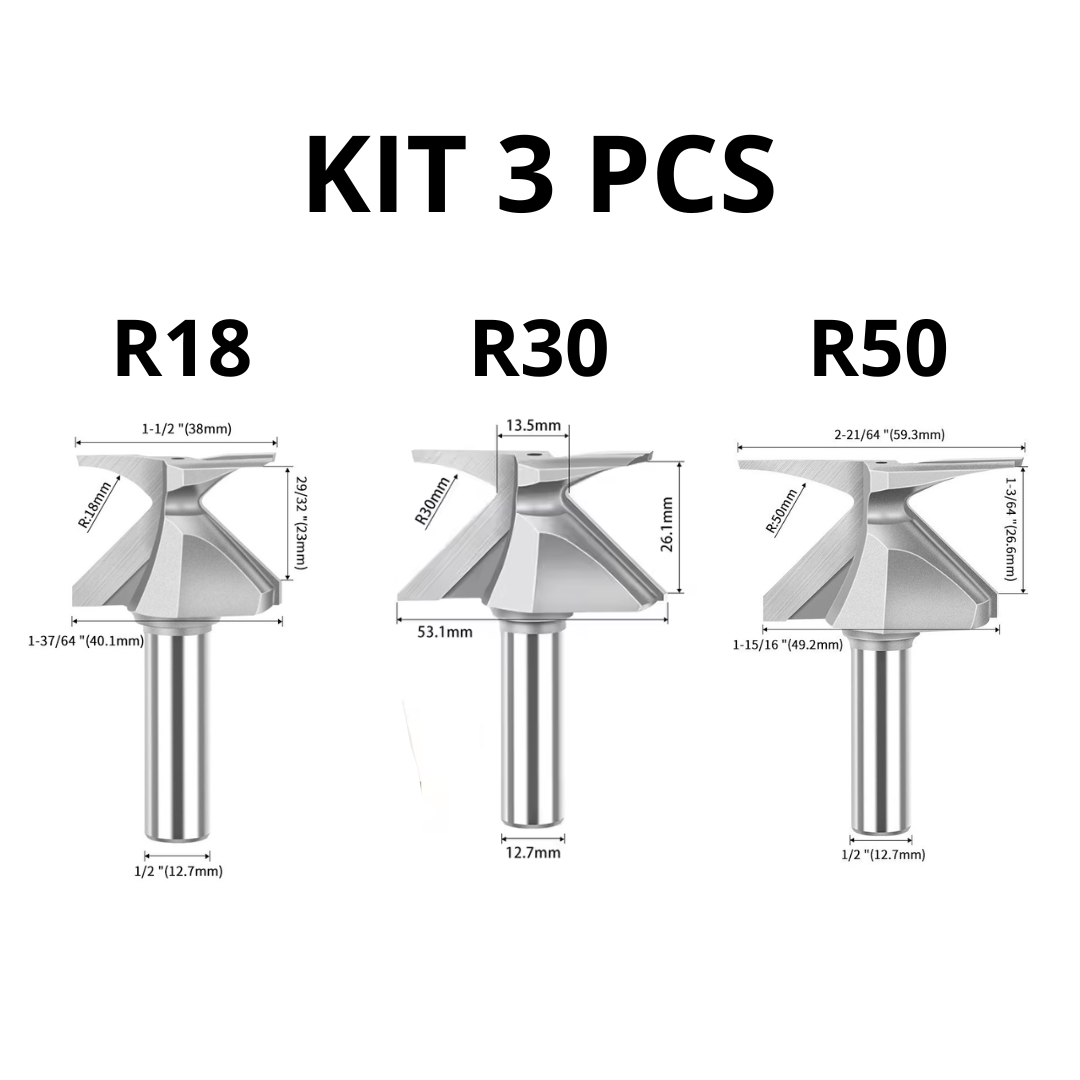 MDF Folding Router Bit - Multiple Radius (R18/R30/R50)