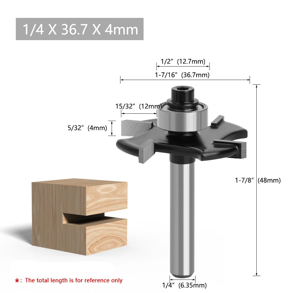 4-Blade T-Slot Router Bit - Jointing & Slotting Cutter