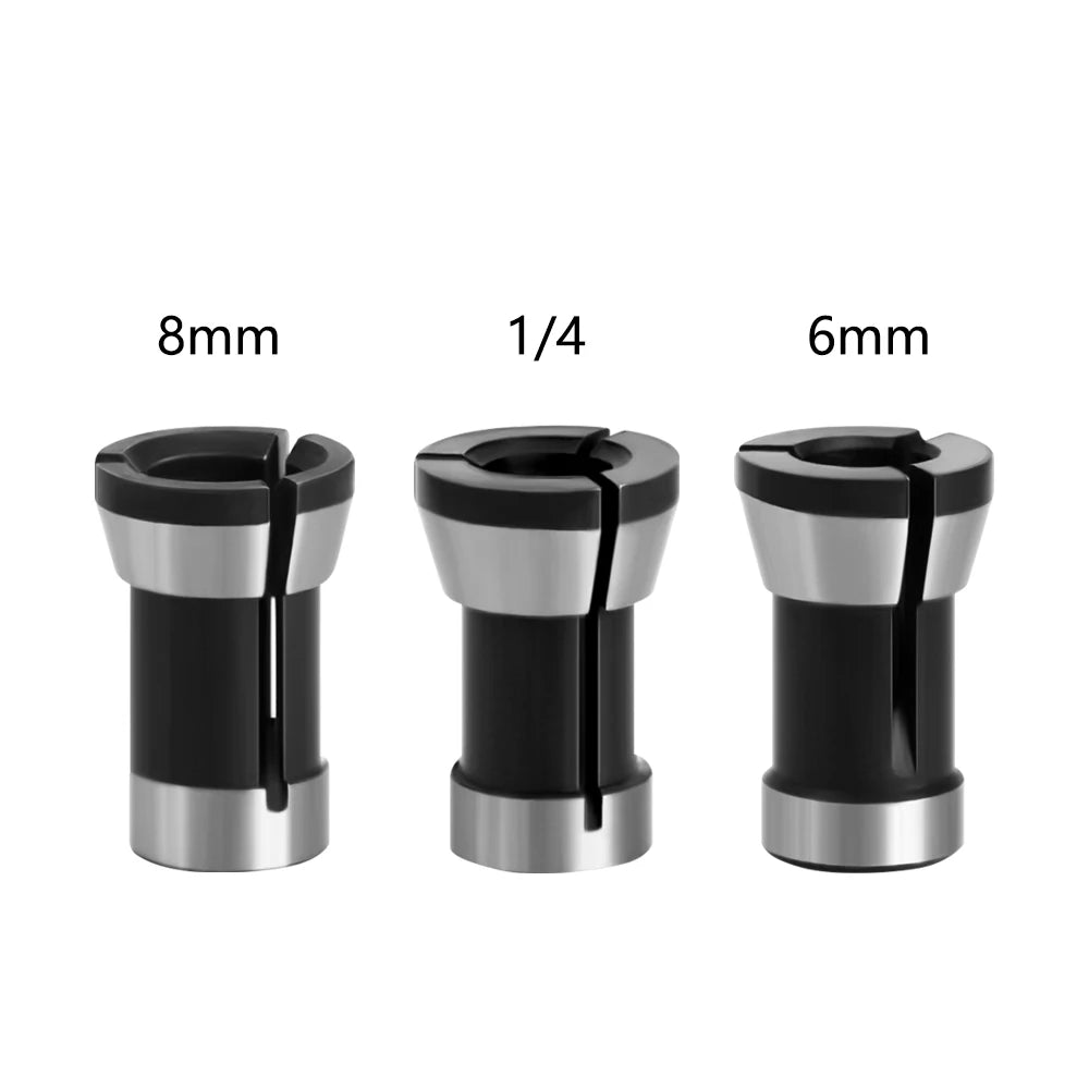 Carbide Collet Chuck Set - 6mm, 6.35mm & 8mm Router Bit Adapter