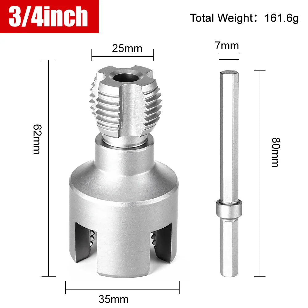 Manual Pipe Threader with Hex Fitting - DN15/DN20