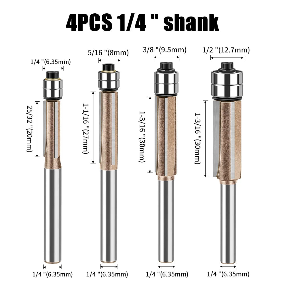 Flush Trim Router Bit – 6mm 3-Flute With Bearing