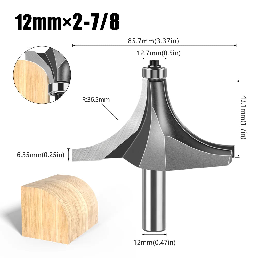 12mm shank round over router bit with bearing - image 27 of 27