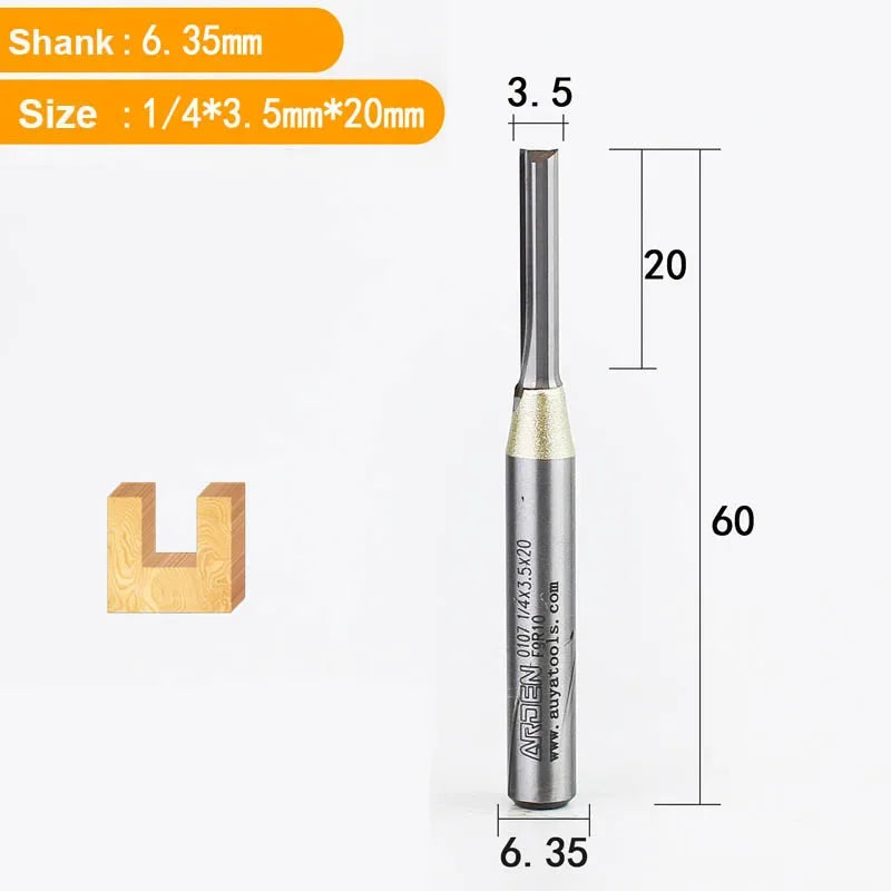 TCT Straight End Mill Router Bit - 1/4in Shank