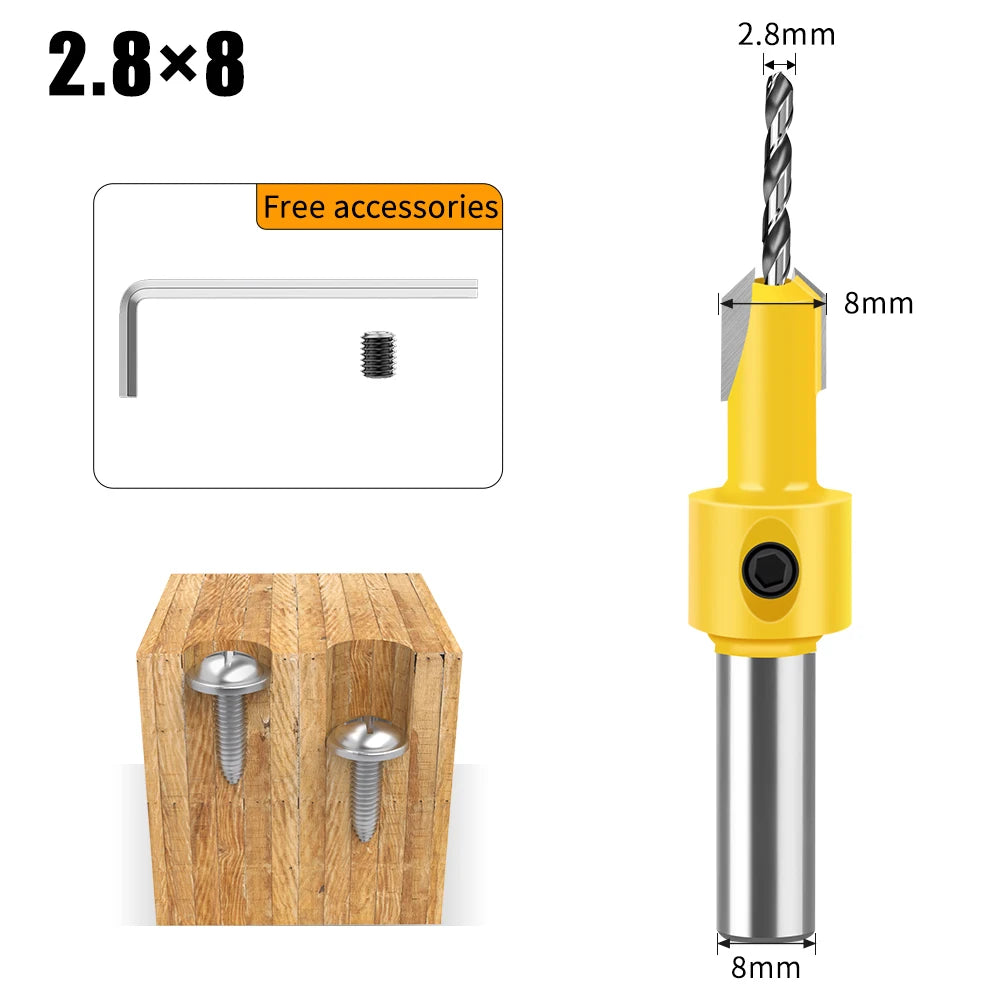 Woodworking Countersink Drill Bit – 8mm/12mm Alloy Step Drill