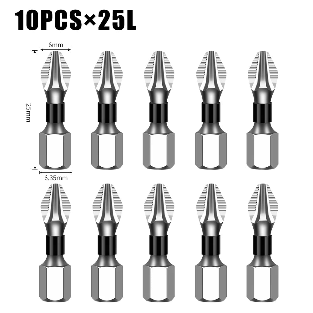 Non-Slip Magnetic Cross Head Screwdriver Bits - K5, 25-150mm Lengths