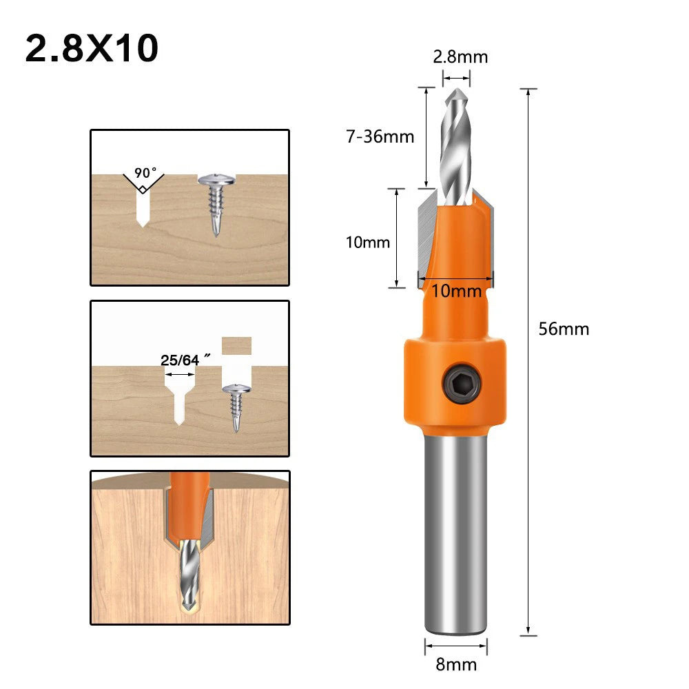 HSS Countersink Bit for Wood - 2.8-4mm, Single & 5-Piece Sets