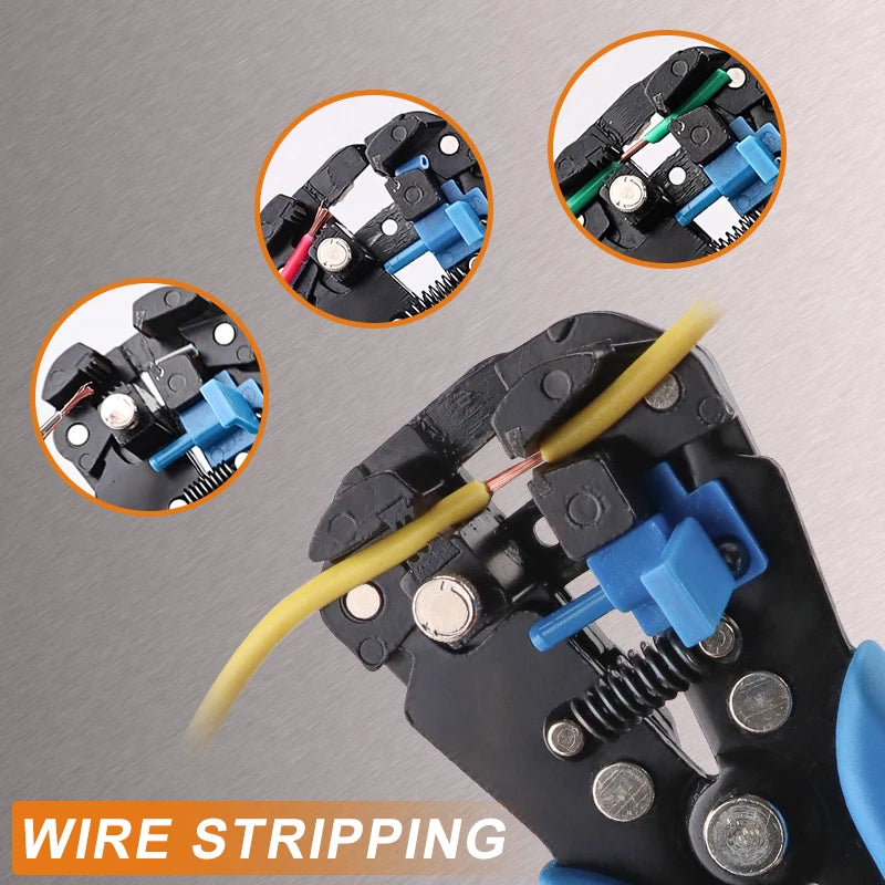Wire stripper jaw mechanism, adjustable for 24-10 AWG wire