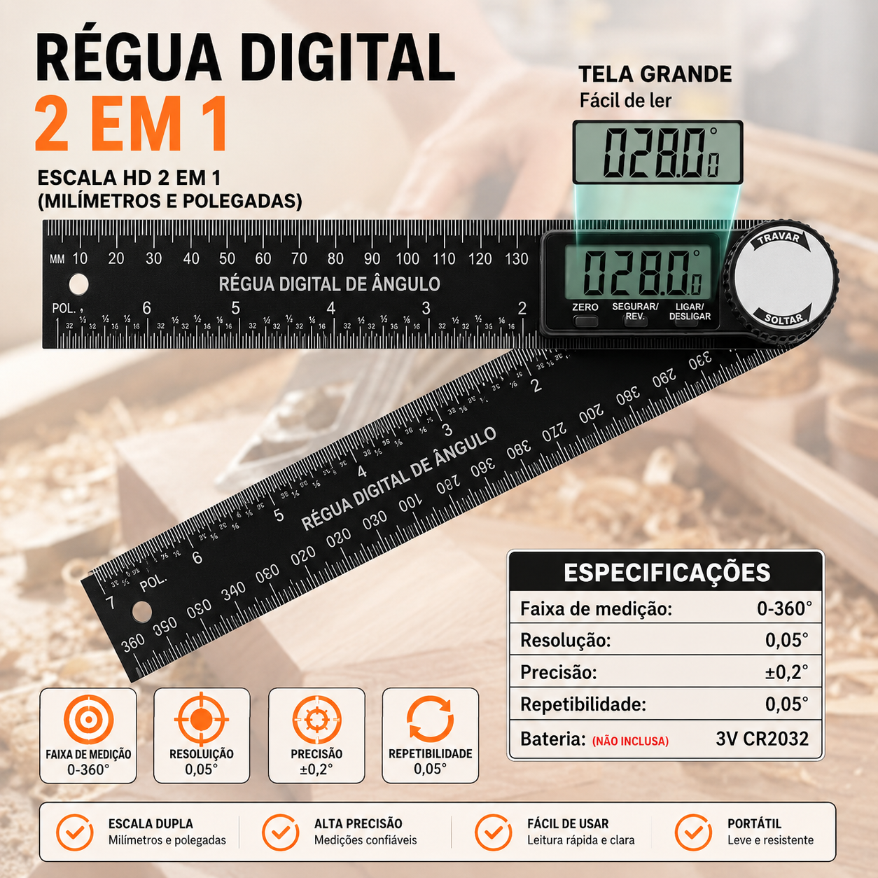 2-in-1 Digital Angle Finder and Ruler