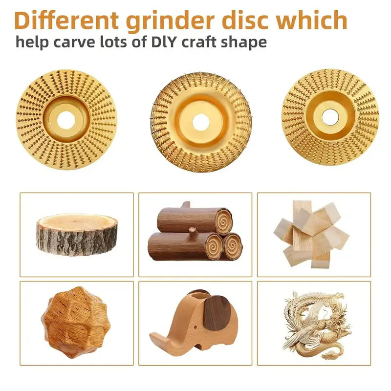 3-Piece Wood Carving Disc Set for Angle Grinder