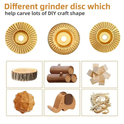 3-Piece Wood Carving Disc Set for Angle Grinder