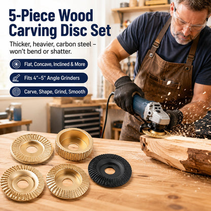 5-Piece Wood Carving Disc Set with Reducing Bushings