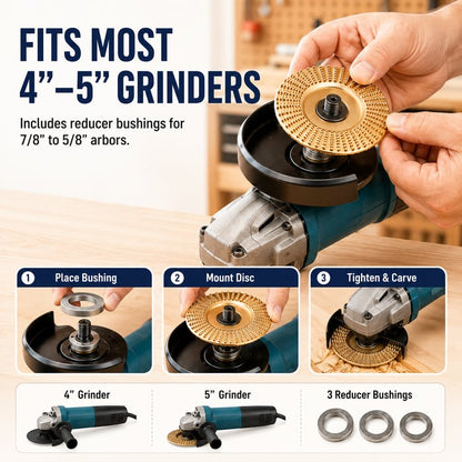 5-Piece Wood Carving Disc Set with Reducing Bushings