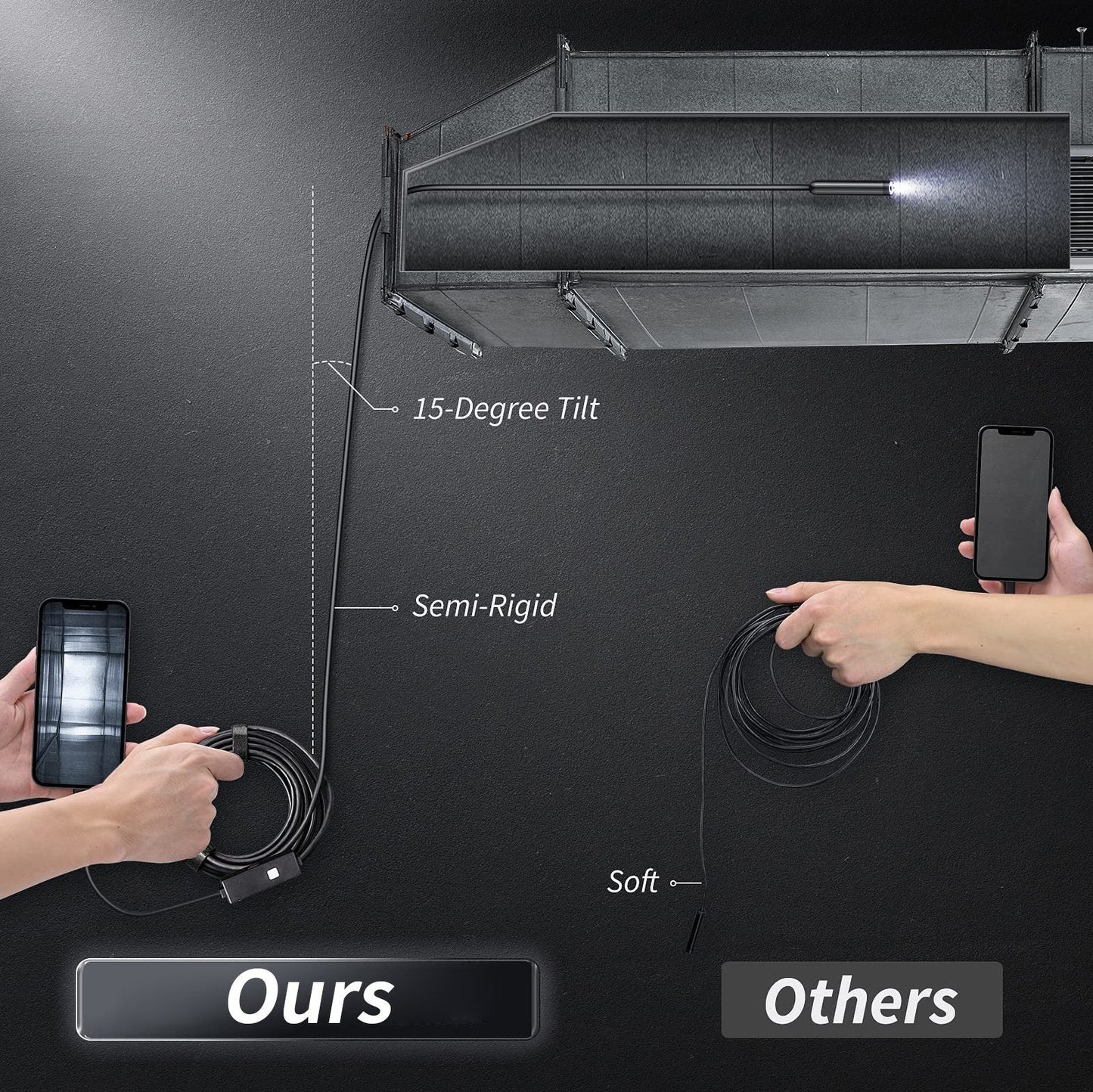 16.4ft HD Endoscope Inspection Camera for iPhone & Android