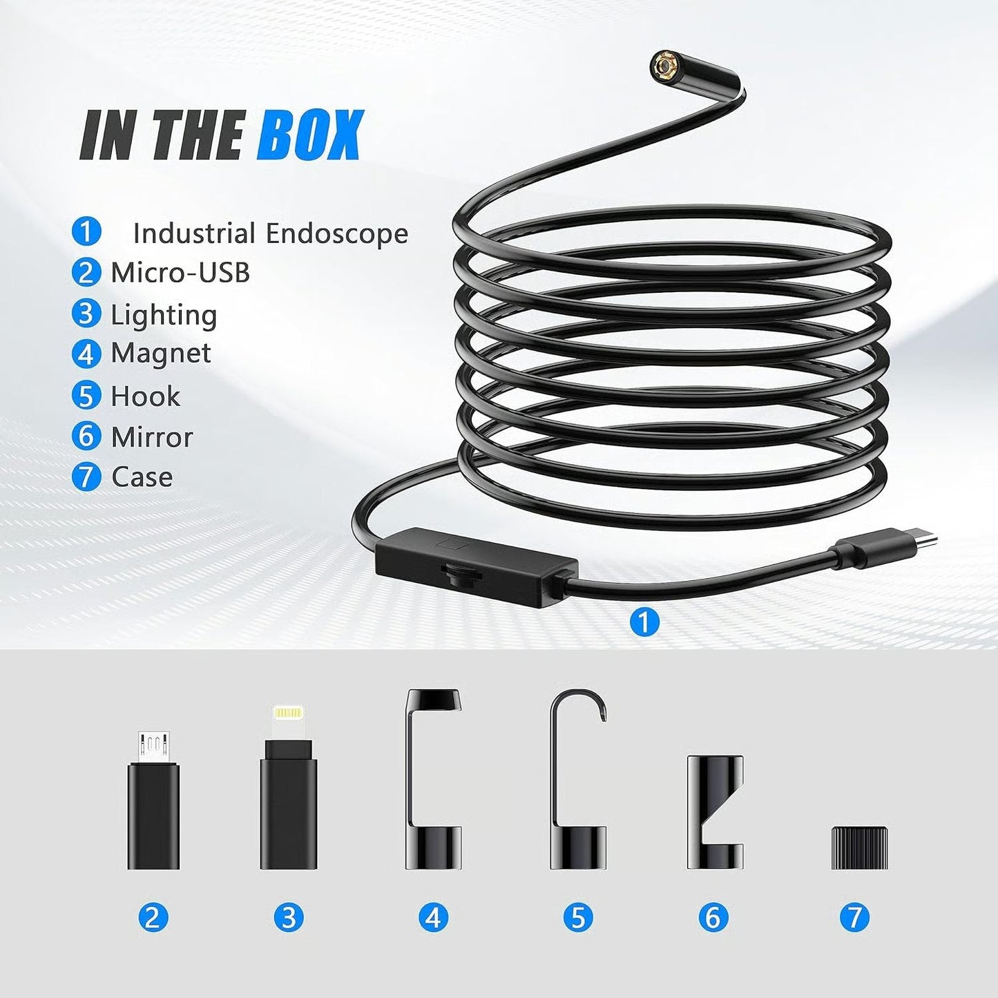 16.4ft HD Endoscope Inspection Camera for iPhone & Android