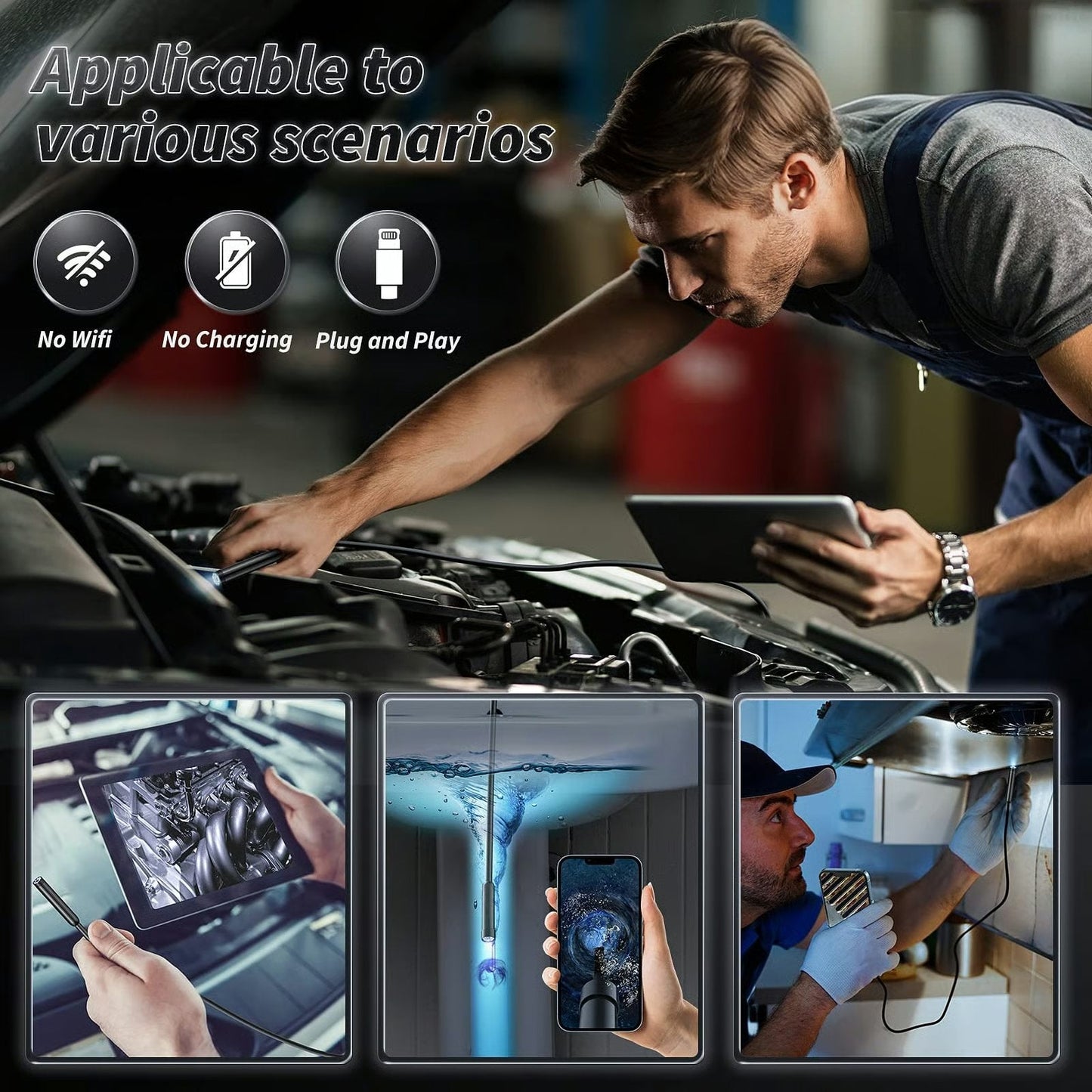 16.4ft HD Endoscope Inspection Camera for iPhone & Android