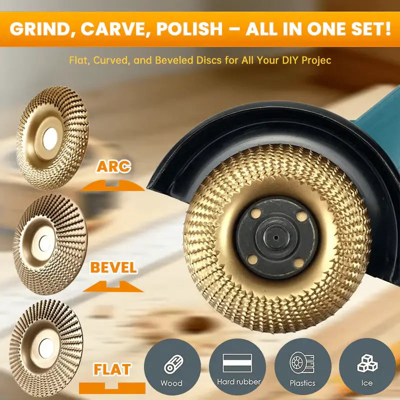 3-Piece Wood Carving Disc Set for Angle Grinder