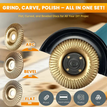3-Piece Wood Carving Disc Set for Angle Grinder