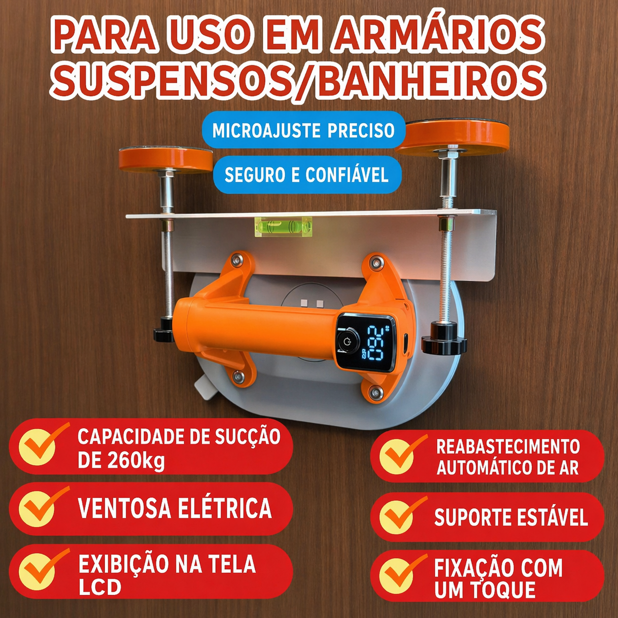 Electric Suction Cup Lifter - 260kg Capacity, Digital Display