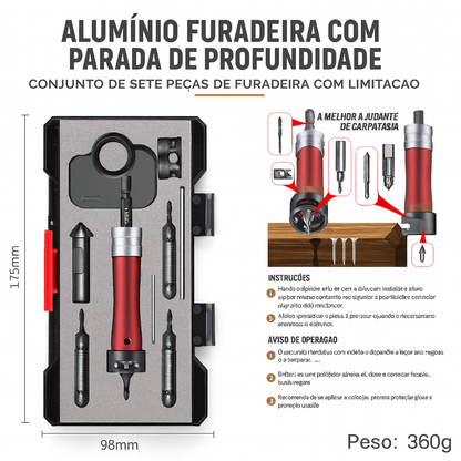 2-in-1 Countersink Drill Bit with Depth Stop - 7-Piece Kit