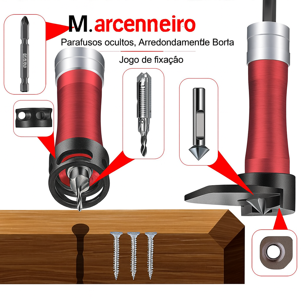 2-in-1 Countersink Drill Bit with Depth Stop - 7-Piece Kit