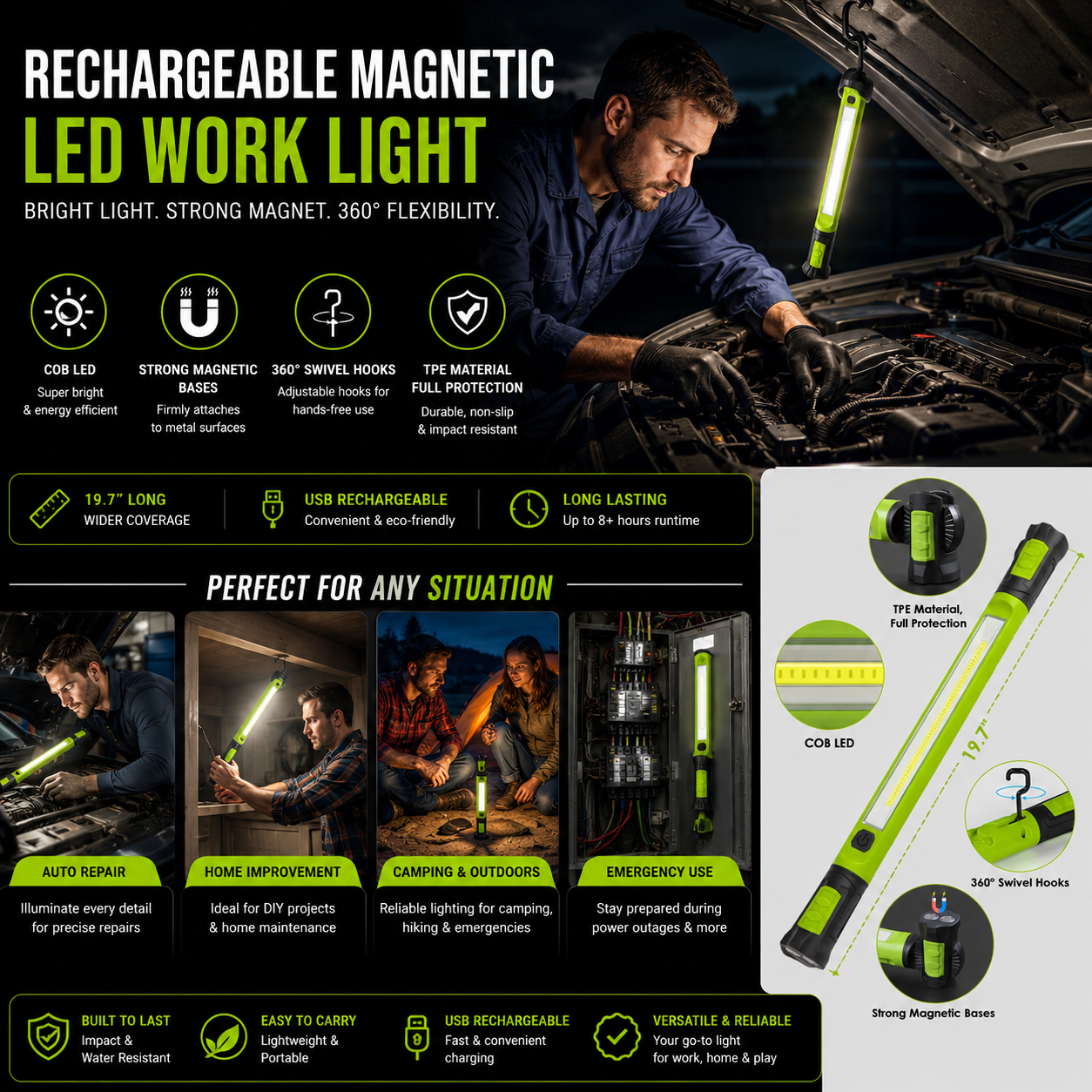 Magnetic Rechargeable COB Work Light