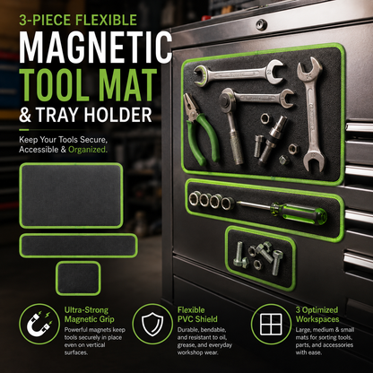 3-Piece Magnetic Tool Tray Set - Automotive & Workshop