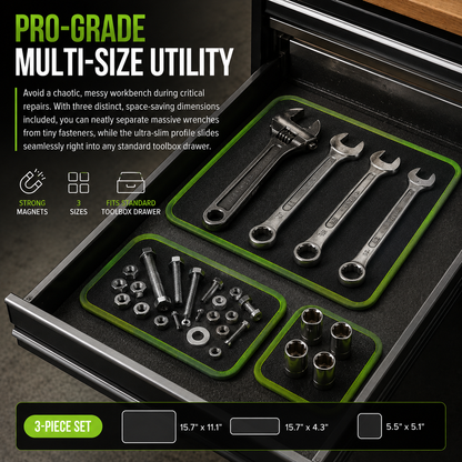 3-Piece Magnetic Tool Tray Set - Automotive & Workshop