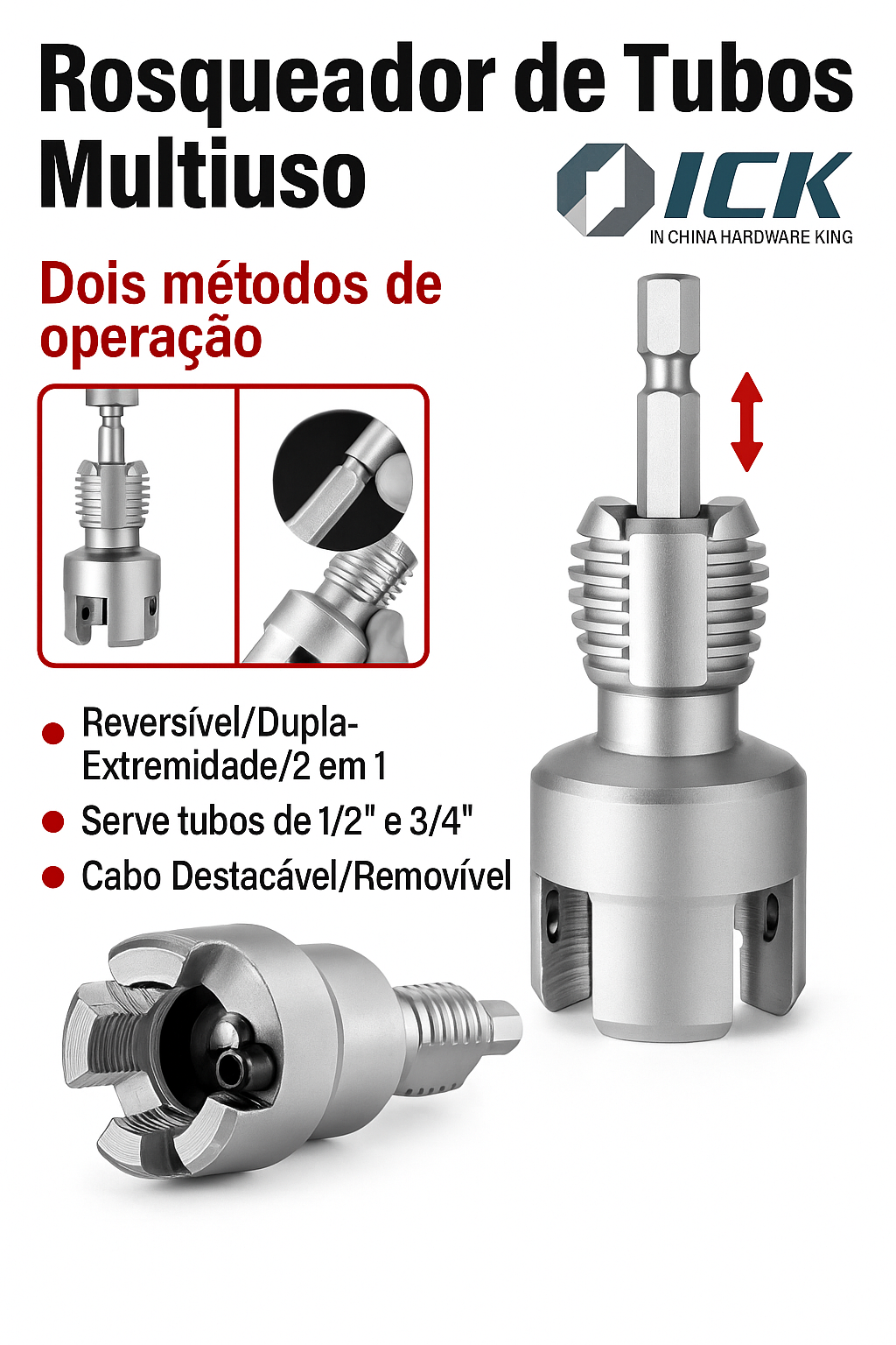 Manual Pipe Threader with Hex Fitting - DN15/DN20