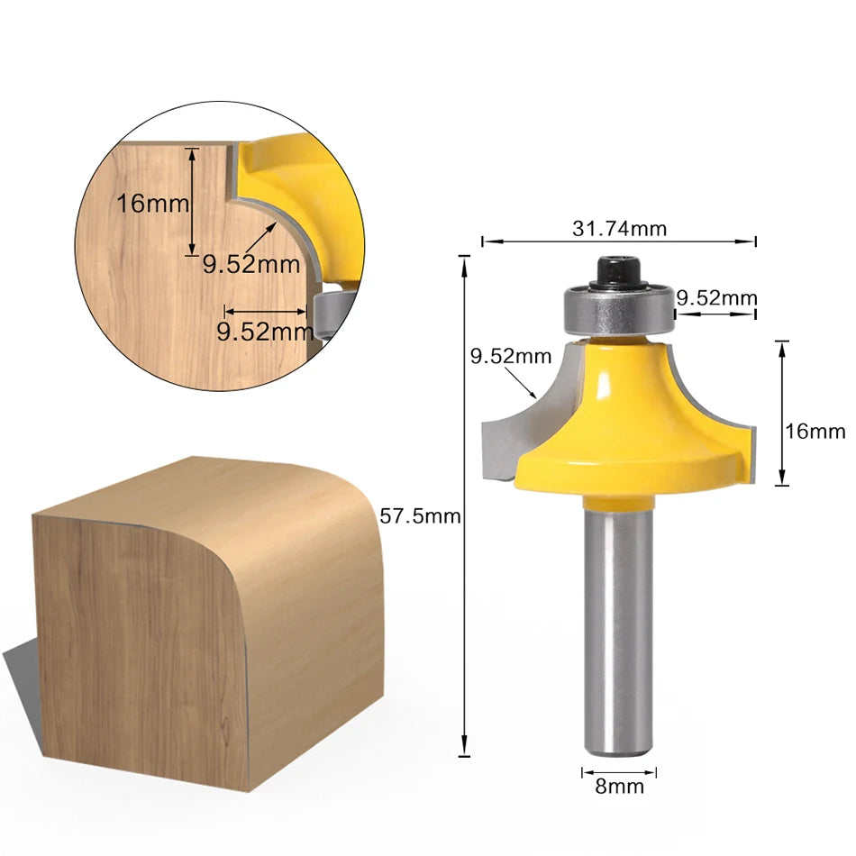 8mm shank small radius round over router bit with bearing - image 11 of 12