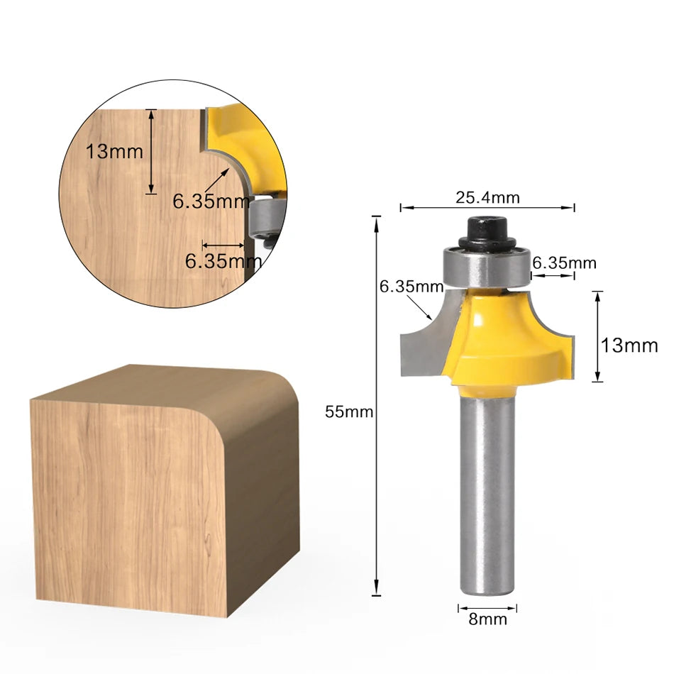 8mm shank small radius round over router bit with bearing - image 7 of 12