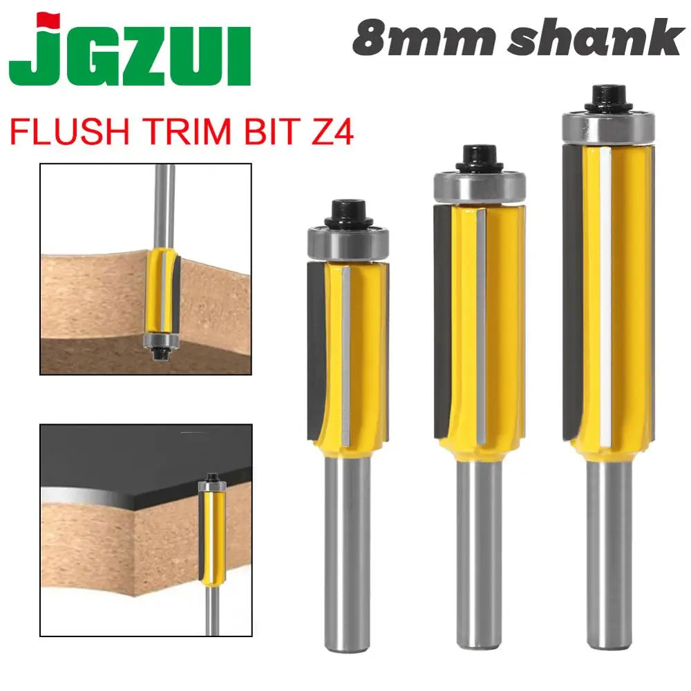 8mm shank flush trim router bit with top and bottom bearing - image 1 of 10