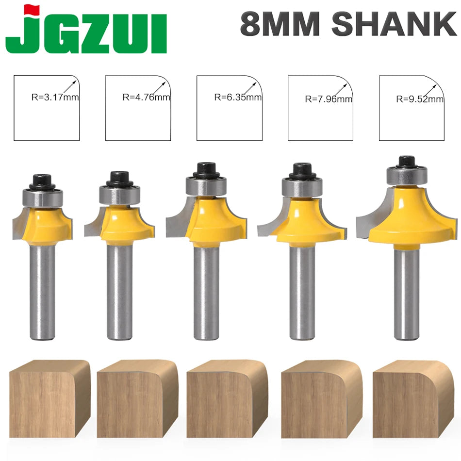 8mm shank small radius round over router bit with bearing - image 1 of 12