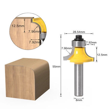 8mm shank small radius round over router bit with bearing - image 10 of 12