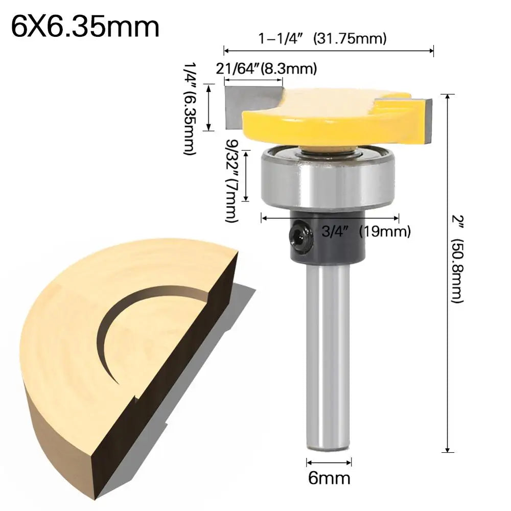 Bearing T-slot router bit with 1/4in and 6mm shank - image 7 of 12