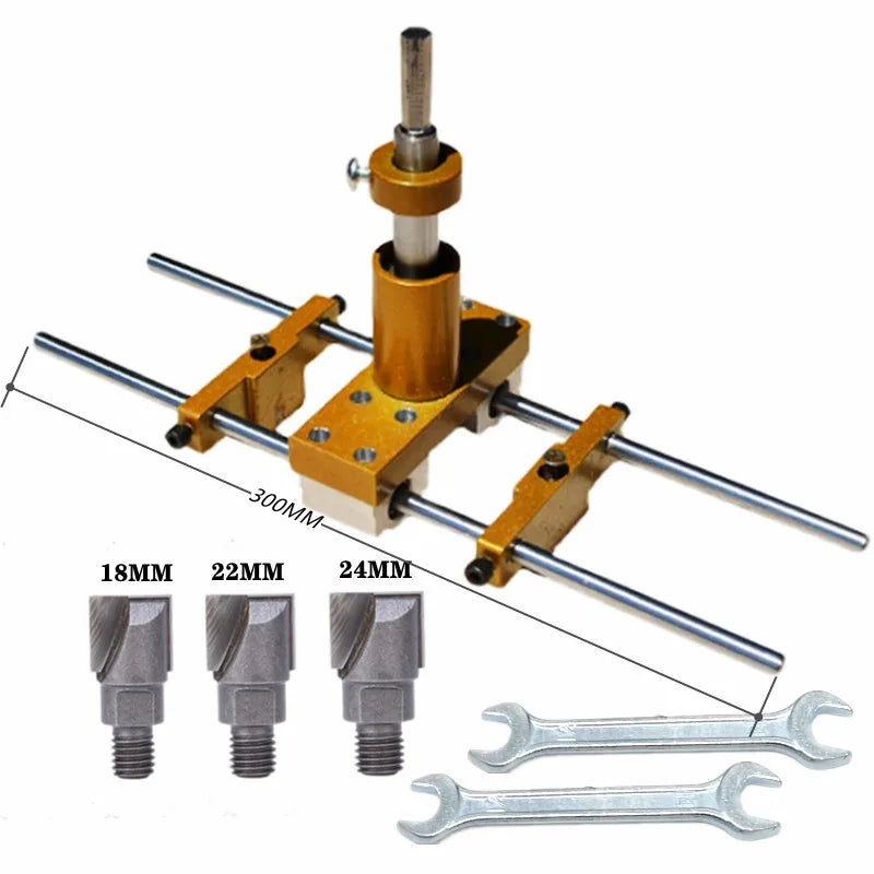 Door Lock Mortising Jig - 3-Cutter Kit, Aluminum