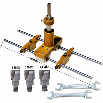Door Lock Mortising Jig - 3-Cutter Kit, Aluminum