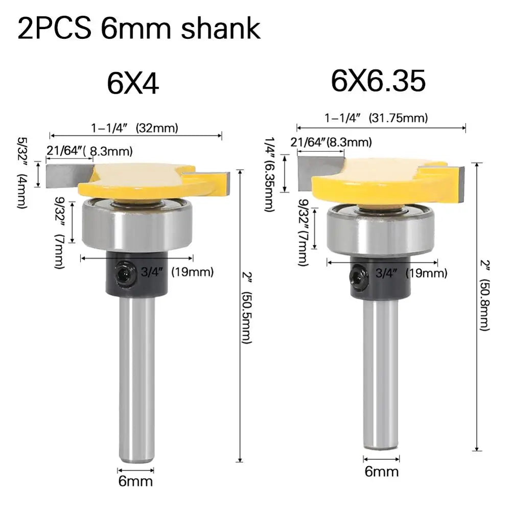 Bearing T-slot router bit with 1/4in and 6mm shank - image 3 of 12