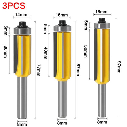 8mm shank flush trim router bit with top and bottom bearing - image 5 of 10