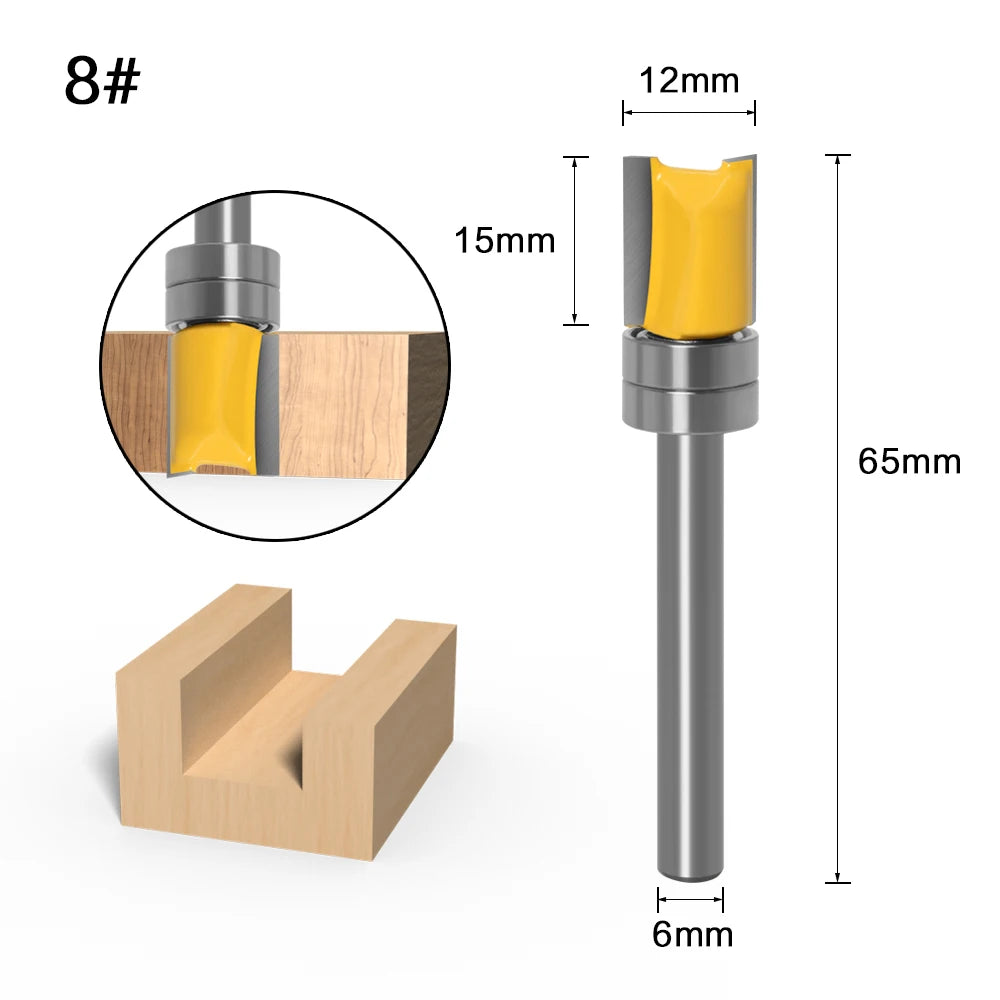 6mm shank hinge mortising template trim router bit - image 13 of 17