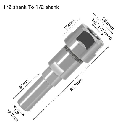 Router Bit Extension Rod – Multi-Size Shank Collet Adapter