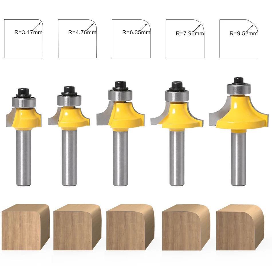 8mm shank small radius round over router bit with bearing - image 9 of 12