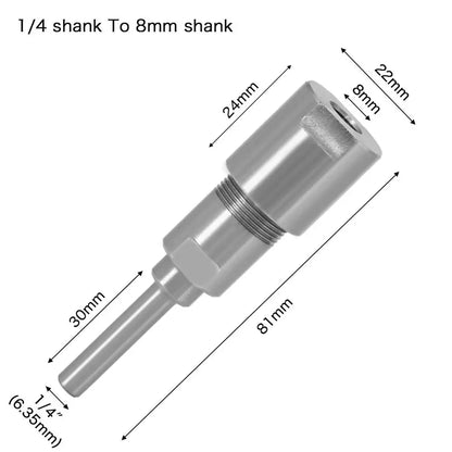 Router Bit Extension Rod – Multi-Size Shank Collet Adapter