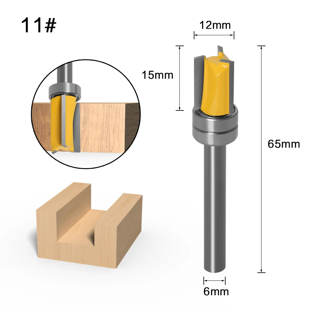 6mm shank hinge mortising template trim router bit - image 8 of 17