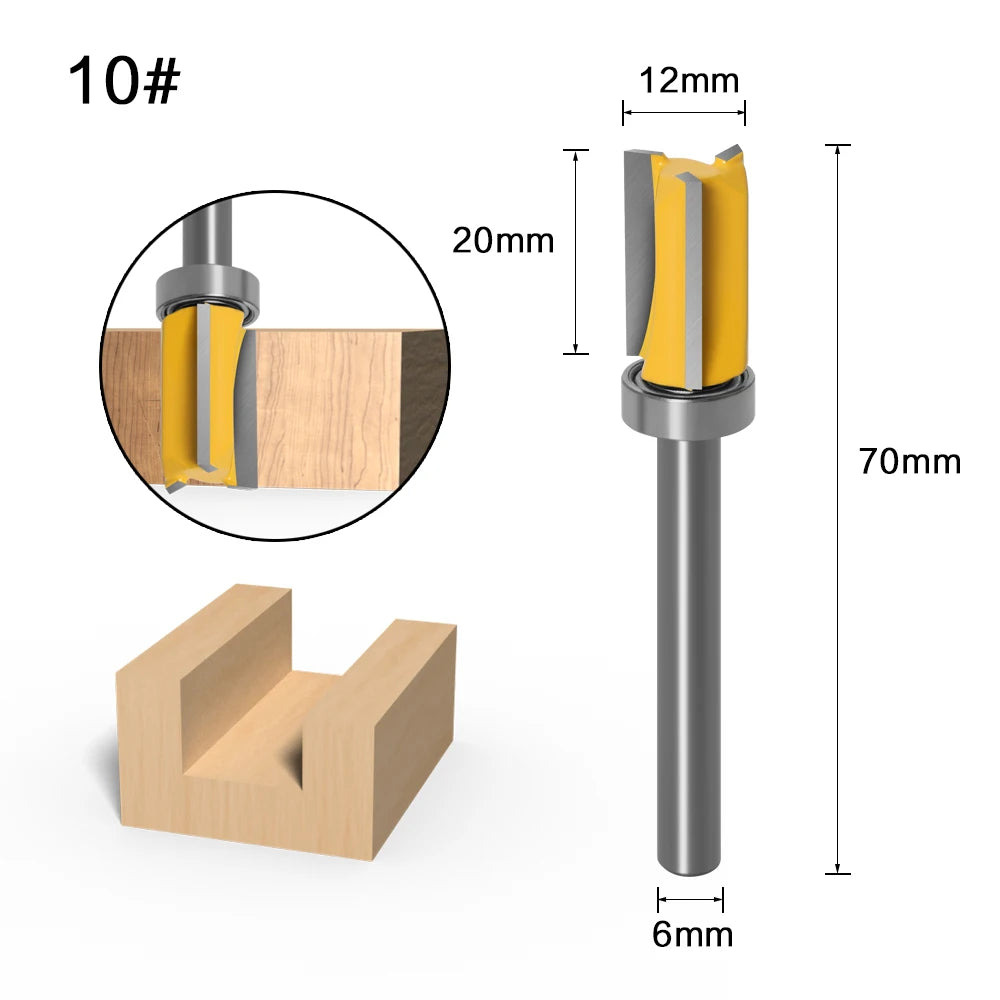 6mm shank hinge mortising template trim router bit - image 7 of 17