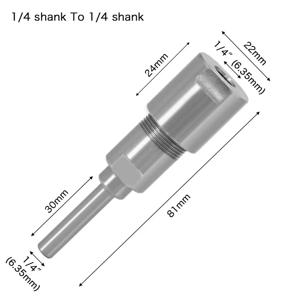 Router Bit Extension Rod – Multi-Size Shank Collet Adapter