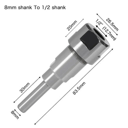 Router Bit Extension Rod – Multi-Size Shank Collet Adapter
