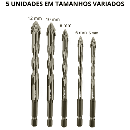 Conjunto com 5 Brocas Excêntricas Serrilhadas