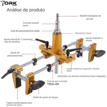 Door Lock Installation Jig - Aluminum, Fits 35-100mm Doors
